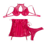 SUBBLIME – 957605 ENSEMBLE SOUTIEN-GORGE ET JUPE EN CUIR ROUGE S/M