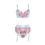 SUBBLIME – 957643 ENSEMBLE SOUTIEN-GORGE ET PORTE-JARRETELLES BRODÉ FLEURS ROSE S/M