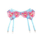 SUBBLIME – 957643 ENSEMBLE SOUTIEN-GORGE ET PORTE-JARRETELLES BRODÉ FLEURS ROSE S/M
