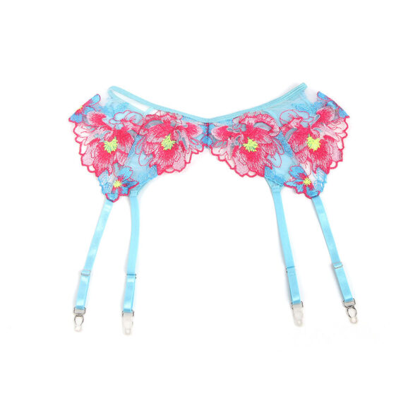 SUBBLIME - 957643 ENSEMBLE SOUTIEN-GORGE ET PORTE-JARRETELLES BRODÉ FLEURS ROSE S/M-SUBBLIME SETS-sextoys-lingerie-bdsm-hygiène-sexshop