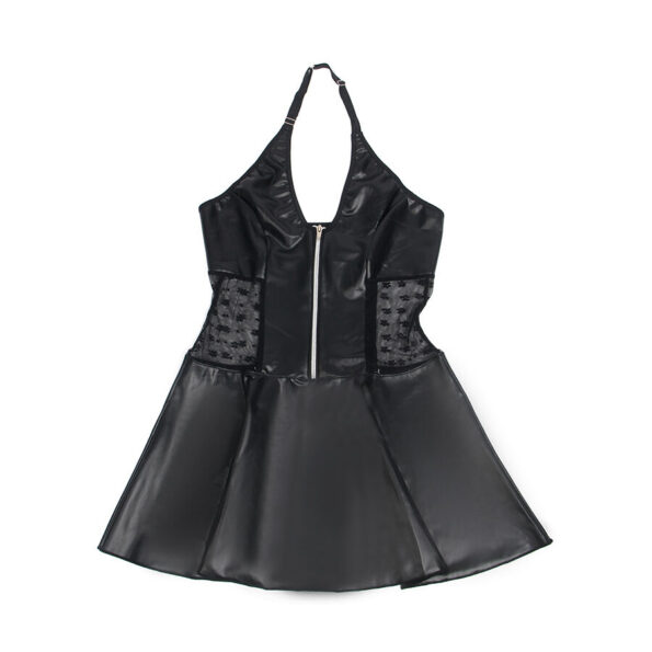 SUBBLIME - 957704 ROBE EN CUIR À FERMETURE ÉCLAIR EN DENTELLE NOIRE S/M-SUBBLIME DRESSES-sextoys-lingerie-bdsm-hygiène-sexshop