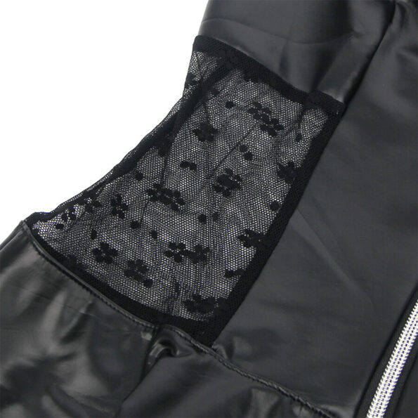 SUBBLIME - 957704 ROBE EN CUIR À FERMETURE ÉCLAIR EN DENTELLE NOIRE S/M-SUBBLIME DRESSES-sextoys-lingerie-bdsm-hygiène-sexshop
