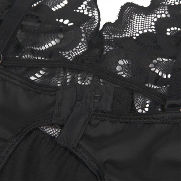 SUBBLIME - BABYDOLL AVEC POITRINE IMPRIMÉ FLEURI NOIR S/M-SUBBLIME BABYDOLLS-sextoys-lingerie-bdsm-hygiène-sexshop
