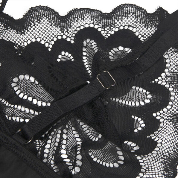 SUBBLIME - BABYDOLL AVEC POITRINE IMPRIMÉ FLEURI NOIR S/M-SUBBLIME BABYDOLLS-sextoys-lingerie-bdsm-hygiène-sexshop
