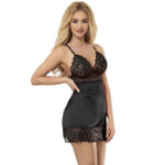 SUBBLIME – BABYDOLL AVEC POITRINE IMPRIMÉ FLEURI NOIR S/M