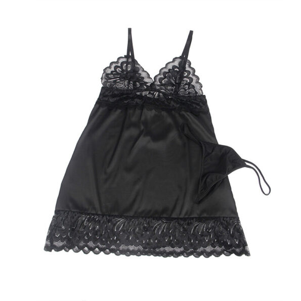 SUBBLIME - BABYDOLL AVEC POITRINE IMPRIMÉ FLEURI NOIR S/M-SUBBLIME BABYDOLLS-sextoys-lingerie-bdsm-hygiène-sexshop