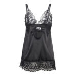 SUBBLIME – BABYDOLL AVEC POITRINE IMPRIMÉ FLEURI NOIR S/M
