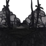 SUBBLIME – BABYDOLL  BRETELLES RÉGLABLES ET DENTELLE TRANSPARENTE IMPRIMÉ FLEURI NOIR L/XL