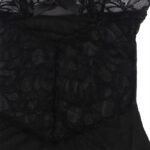 SUBBLIME – BABYDOLL  BRETELLES RÉGLABLES ET DENTELLE TRANSPARENTE IMPRIMÉ FLEURI NOIR L/XL