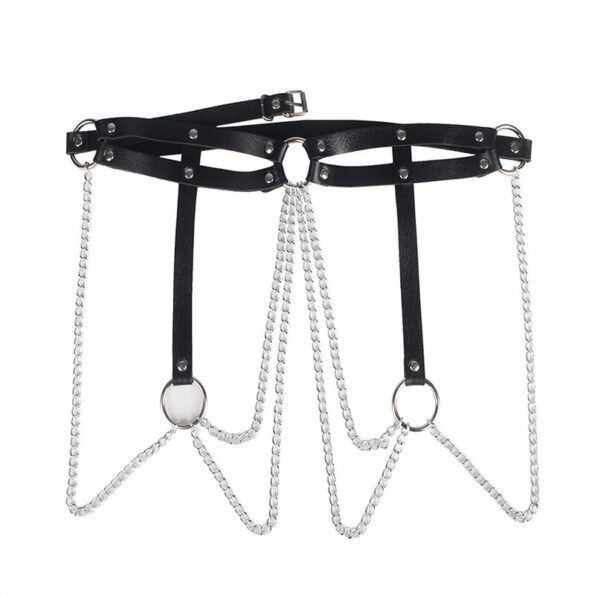 SUBBLIME - CHAINE BAGUE CUIR CEINTURE NOIR TAILLE UNIQUE-SUBBLIME FETISH-sextoys-lingerie-bdsm-hygiène-sexshop