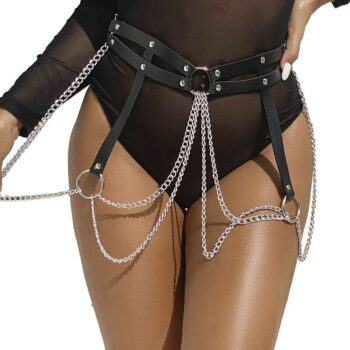 SUBBLIME - CHAINE BAGUE CUIR CEINTURE NOIR TAILLE UNIQUE-SUBBLIME FETISH-sextoys-lingerie-bdsm-hygiène-sexshop