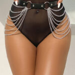 SUBBLIME – CHAÎNE CUIR CEINTURE NOIRE TAILLE UNIQUE