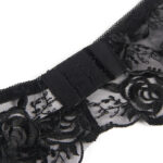 SUBBLIME – ENSEMBLE 3 PIÈCES SOUTIEN-GORGE + STRING + JARRETIÈRE IMPRIMÉ FLORAL NOIR S/M