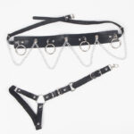 SUBBLIME – HARNAIS CEINTURE ET JARRETIÈRES AVEC ANNEAUX ET CHAÎNE DÉTAIL TAILLE UNIQUE