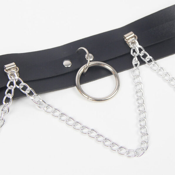 SUBBLIME - HARNAIS CEINTURE ET JARRETIÈRES AVEC ANNEAUX ET CHAÎNE DÉTAIL TAILLE UNIQUE-SUBBLIME FETISH-sextoys-lingerie-bdsm-hygiène-sexshop