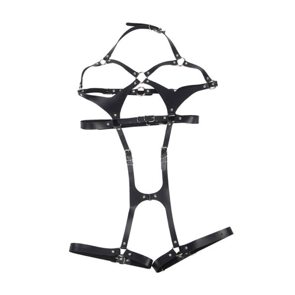 SUBBLIME - HARNAIS COMPLET AVEC BOUCLES EN CUIR NOIR TAILLE UNIQUE-SUBBLIME FETISH-sextoys-lingerie-bdsm-hygiène-sexshop