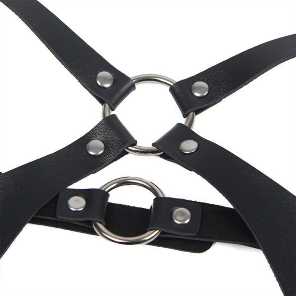 SUBBLIME - HARNAIS COMPLET AVEC BOUCLES EN CUIR NOIR TAILLE UNIQUE-SUBBLIME FETISH-sextoys-lingerie-bdsm-hygiène-sexshop