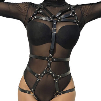 SUBBLIME - HARNAIS CORPS SANGLES AJUSTABLES CUIR NOIR TAILLE UNIQUE-SUBBLIME FETISH-sextoys-lingerie-bdsm-hygiène-sexshop