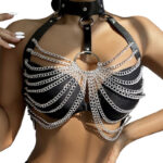 SUBBLIME - HARNAIS POITRINE AVEC GRANDES CHAÎNE S  ANNEAUX TAILLE UNIQUE-SUBBLIME FETISH-sextoys-lingerie-bdsm-hygiène-sexshop