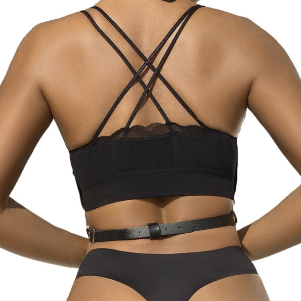 SUBBLIME - HARNAIS POITRINE CHAÎNE S EN CUIR NOIR TAILLE UNIQUE-SUBBLIME FETISH-sextoys-lingerie-bdsm-hygiène-sexshop
