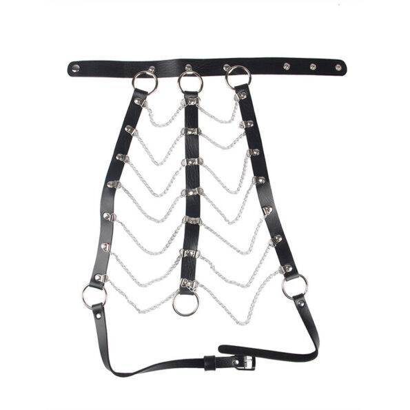 SUBBLIME - HARNAIS POITRINE CHAÎNE S EN CUIR NOIR TAILLE UNIQUE-SUBBLIME FETISH-sextoys-lingerie-bdsm-hygiène-sexshop