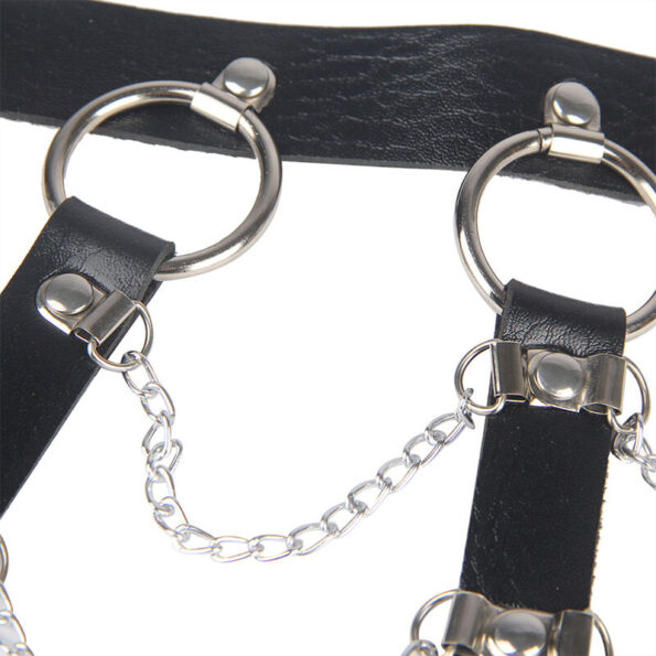 SUBBLIME - HARNAIS POITRINE CHAÎNE S EN CUIR NOIR TAILLE UNIQUE-SUBBLIME FETISH-sextoys-lingerie-bdsm-hygiène-sexshop