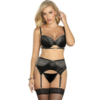 SUBBLIME - LOT 3 PIÈCES SOUTIEN-GORGE + STRING + JARRETIÈRE DENTELLE NOIR L/XL-SUBBLIME SETS-sextoys-lingerie-bdsm-hygiène-sexshop