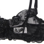 SUBBLIME – LOT 3 PIÈCES SOUTIEN-GORGE + STRING + JARRETIÈRE IMPRIMÉ FLORAL NOIR L/XL