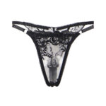 SUBBLIME – LOT 3 PIÈCES SOUTIEN-GORGE + STRING + JARRETIÈRE IMPRIMÉ FLORAL NOIR L/XL