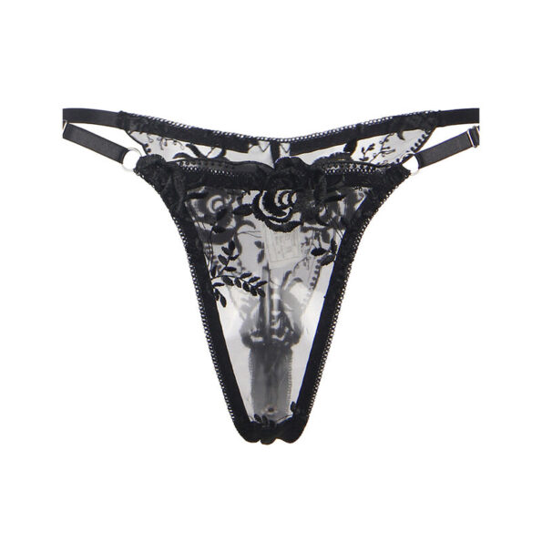 SUBBLIME - LOT 3 PIÈCES SOUTIEN-GORGE + STRING + JARRETIÈRE IMPRIMÉ FLORAL NOIR L/XL-SUBBLIME SETS-sextoys-lingerie-bdsm-hygiène-sexshop