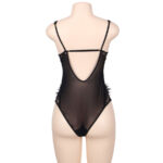 SUBBLIME – QUEEN PLUS DENTELLE FLORALE ET TEDDY NOIR  FRANGES