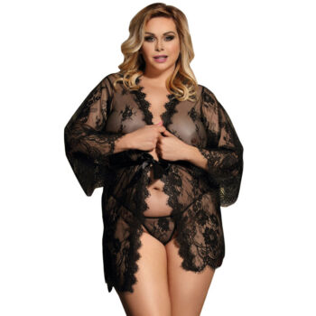 SUBBLIME - QUEEN PLUS MANCHES ÉVASÉES DENTELLE PEIGNOIR-SUBBLIME QUEEN PLUS SIZE-sextoys-lingerie-bdsm-hygiène-sexshop