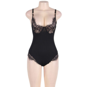 SUBBLIME - QUEEN PLUS TEDDY AVEC CLAIRS ET FRANGES NOIR-SUBBLIME QUEEN PLUS SIZE-sextoys-lingerie-bdsm-hygiène-sexshop