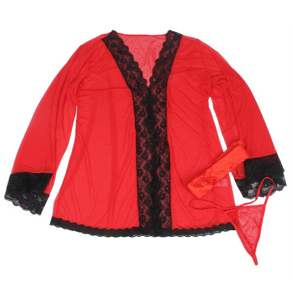 SUBBLIME - ROBE EN TISSU TRANSPARENT DÉTAIL DENTELLE ROUGE L/XL-SUBBLIME BABYDOLLS-sextoys-lingerie-bdsm-hygiène-sexshop