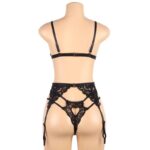 SUBBLIME – SET ENSEMBLE TROIS PIÈCES SOUTIEN-GORGE + PORTE-JARRETELLE + STRING S/M