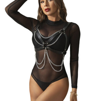 SUBBLIME - SOUTIEN-GORGE HARNAIS AVEC CHAÎNE DÉTAIL TAILLE UNIQUE-SUBBLIME FETISH-sextoys-lingerie-bdsm-hygiène-sexshop