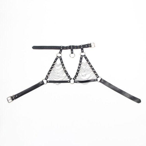 SUBBLIME - SOUTIEN-GORGE HARNAIS ET COLLIER AVEC CHAÎNE S TAILLE UNIQUE-SUBBLIME FETISH-sextoys-lingerie-bdsm-hygiène-sexshop