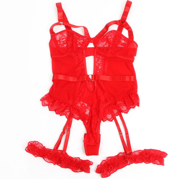SUBBLIME - TEDDY AVEC JARRETIÈRE AVEC DÉTAIL DENTELLE ET BANDES ROUGE L/XL-SUBBLIME BODIES-sextoys-lingerie-bdsm-hygiène-sexshop