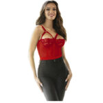SUBBLIME – TEDDY AVEC JARRETIÈRE DÉTAIL POITRINE ROUGE L/XL