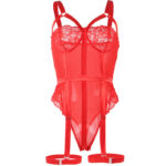 SUBBLIME – TEDDY AVEC JARRETIÈRE DÉTAIL POITRINE ROUGE L/XL