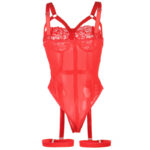 SUBBLIME – TEDDY AVEC JARRETIÈRE DÉTAIL POITRINE ROUGE L/XL