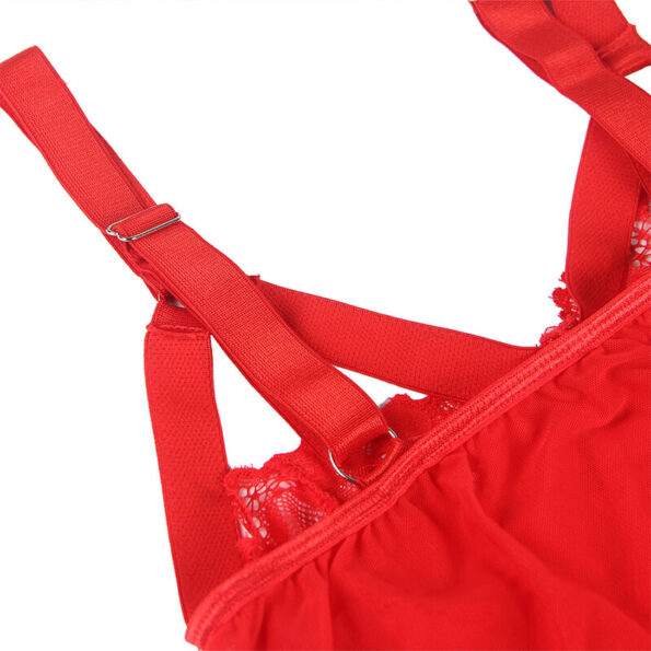 SUBBLIME - TEDDY AVEC JARRETIÈRE DÉTAIL POITRINE ROUGE L/XL-SUBBLIME BODIES-sextoys-lingerie-bdsm-hygiène-sexshop
