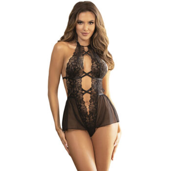 SUBBLIME - TEDDY HALTER NECK DOS NU DENTELLE NOIR S/M-SUBBLIME BODIES-sextoys-lingerie-bdsm-hygiène-sexshop