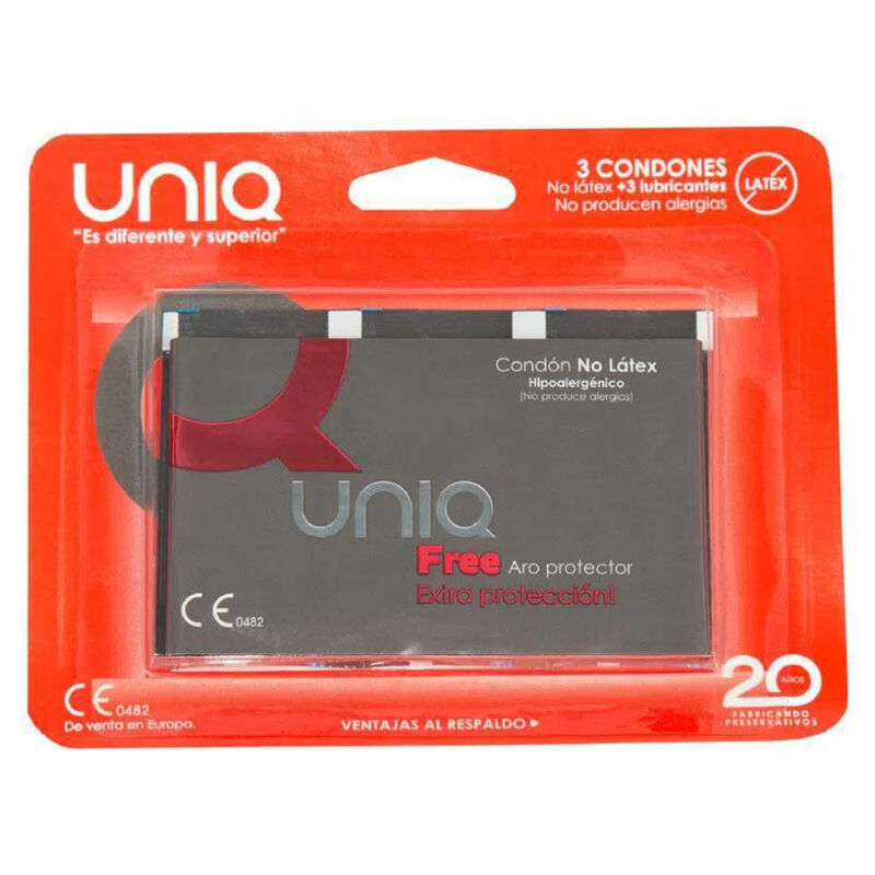 UNIQ - FREE PRÉSERVATIFS SANS LATEX AVEC ANNEAU DE PROTECTION 3 UNITÉS UNIQ - FREE PRÉSERVATIFS SANS LATEX AVEC ANNEAU DE PROTECTION 3 UNITÉS-UNIQ-sextoys-lingerie-bdsm-hygiène-sexshop